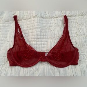 Tiger Mist Red Sheer Butterfly Bra